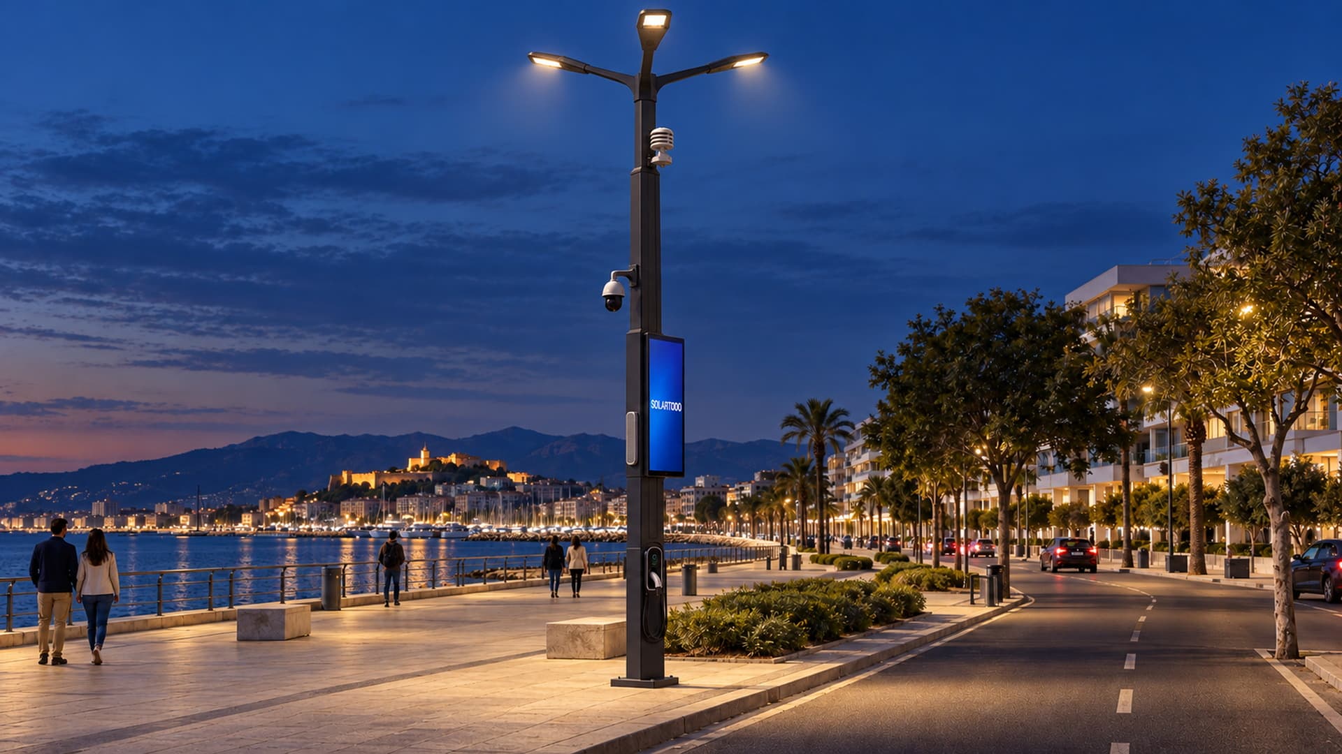 12 m Balanced Three-Head Municipal Smart Pole