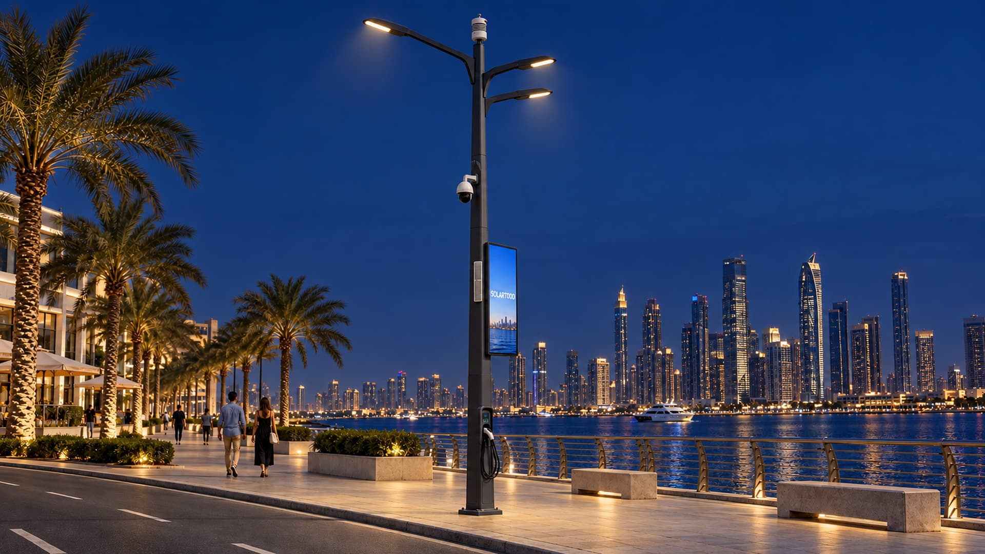 Muted Sail 12 m Municipal Smart Pole with 3 Heads