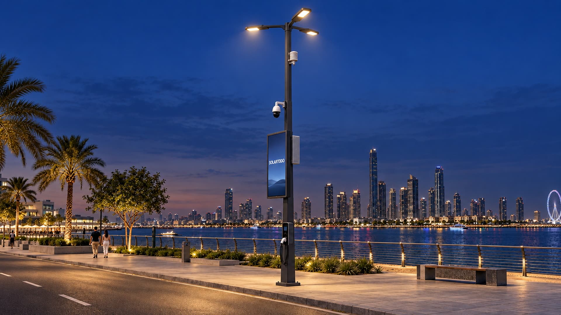 Poised Delta 12 m Municipal Smart Pole with 3 Heads