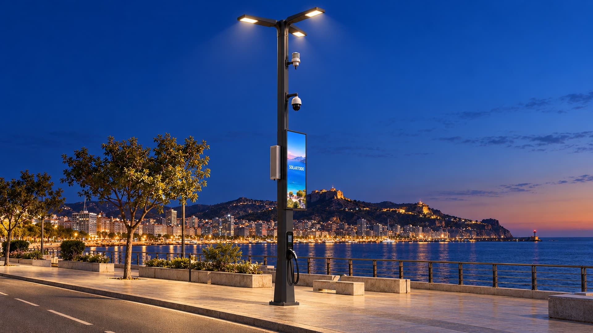 12 m Calyx Municipal Smart Pole — 3 Roadway Heads